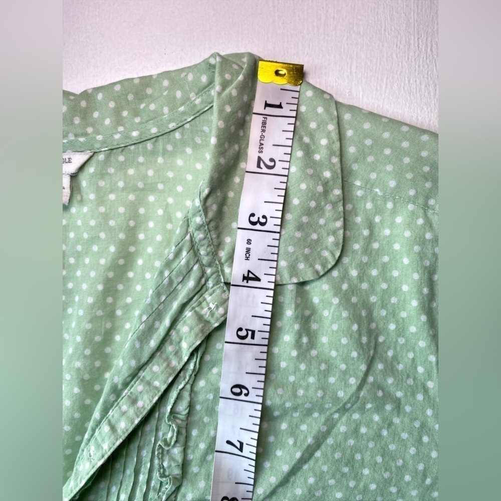 American Eagle Vintage Y2K Green & White Polka Dot Short Sleeve Button Down Top - Picture 9 of 11